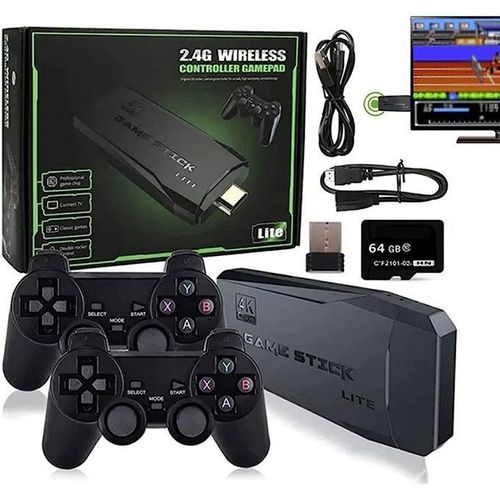 Mini Console Arcade Game Stick Lite 4K HDMI + 2 Manettes Sans Fil Plus De 3500 Jeux